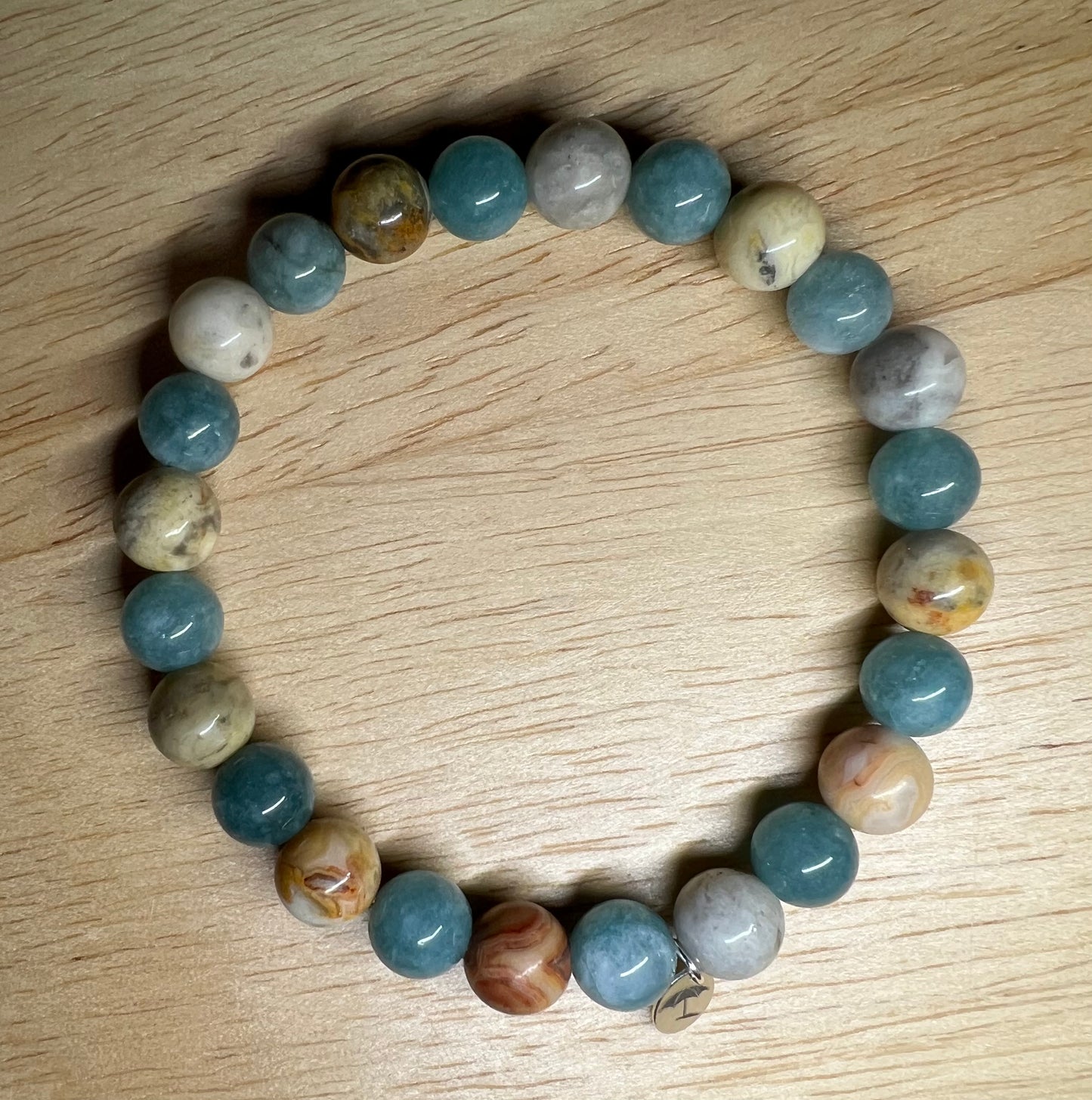 The Blue Agate and Yellow Crazy Lace Agate Bracelet