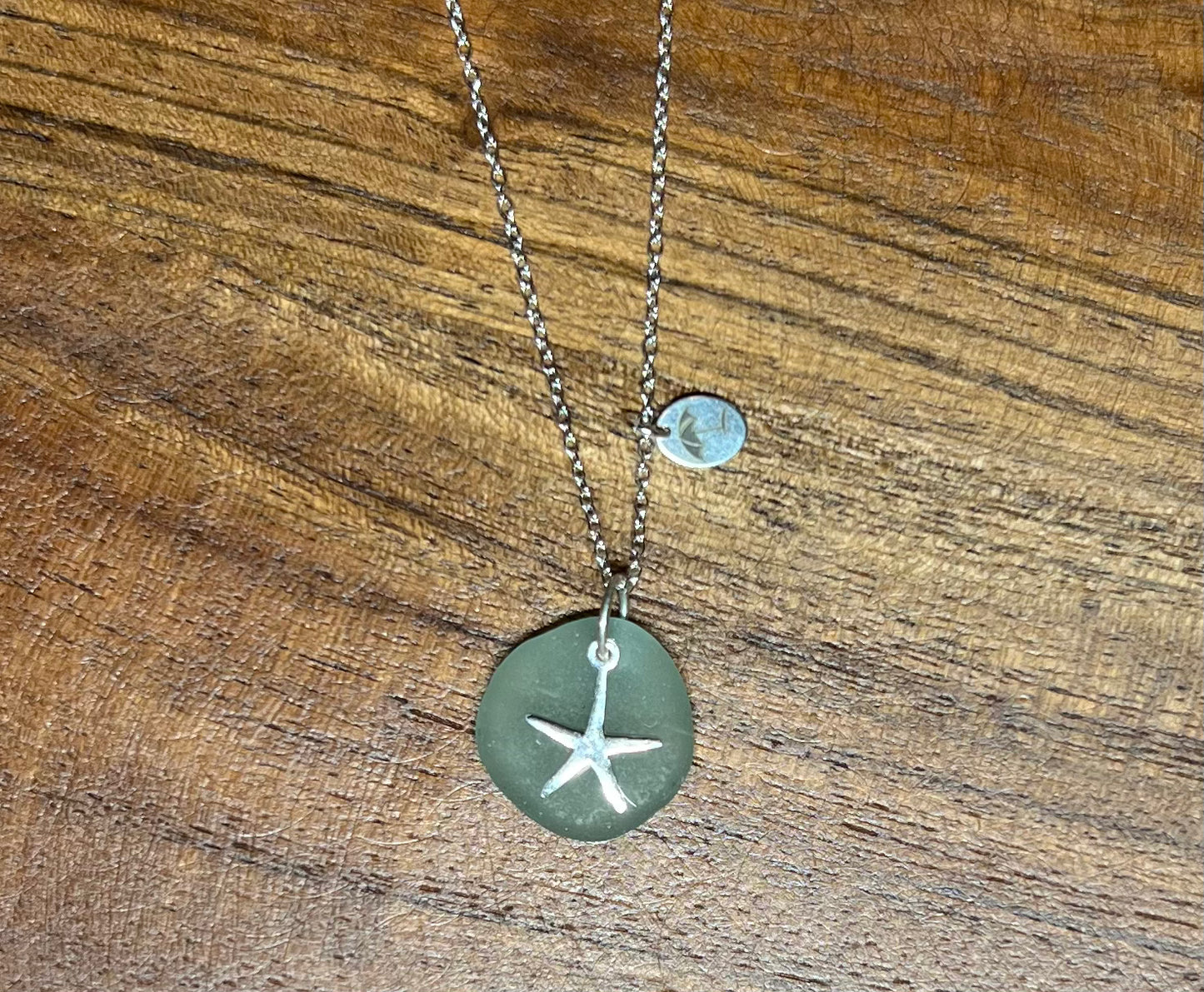 Seafoam Sea Glass, Starfish Necklace