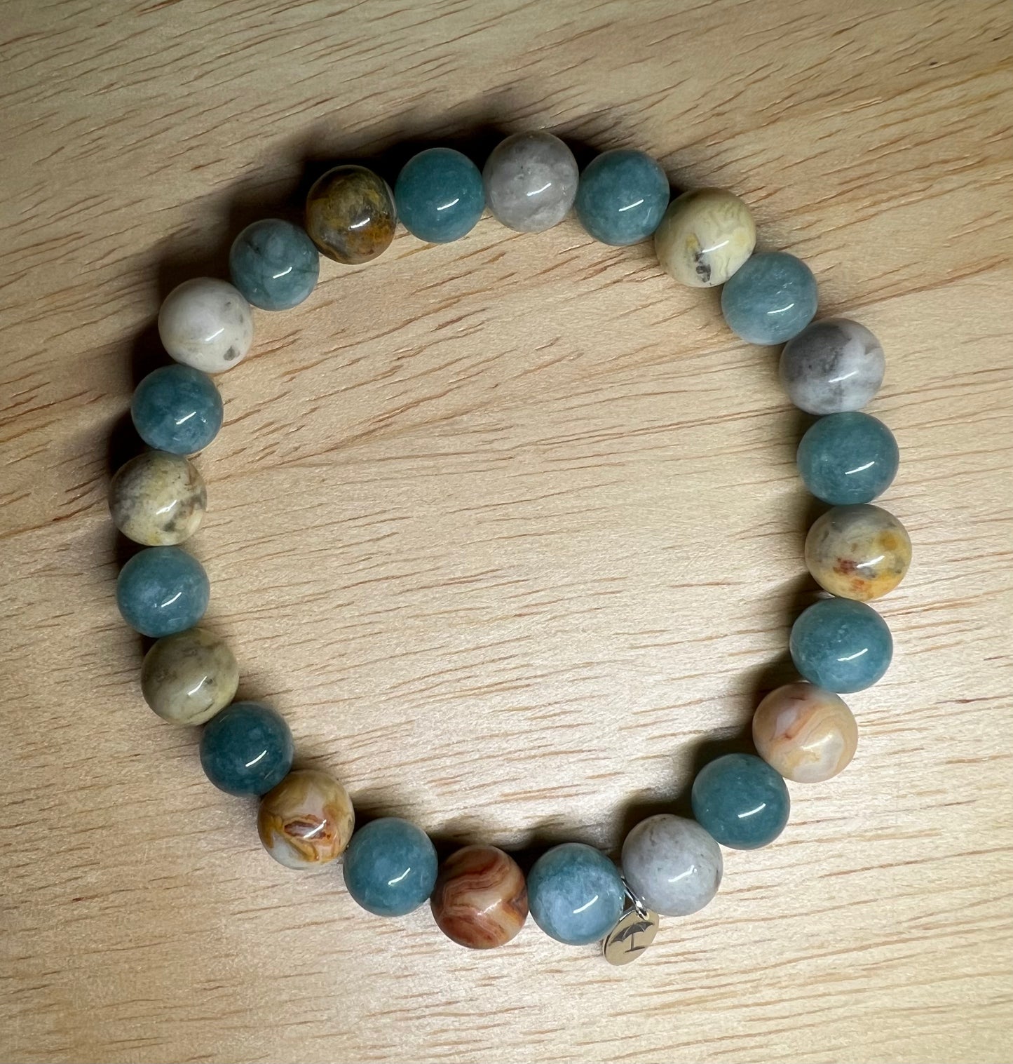 The Blue Agate and Yellow Crazy Lace Agate Bracelet