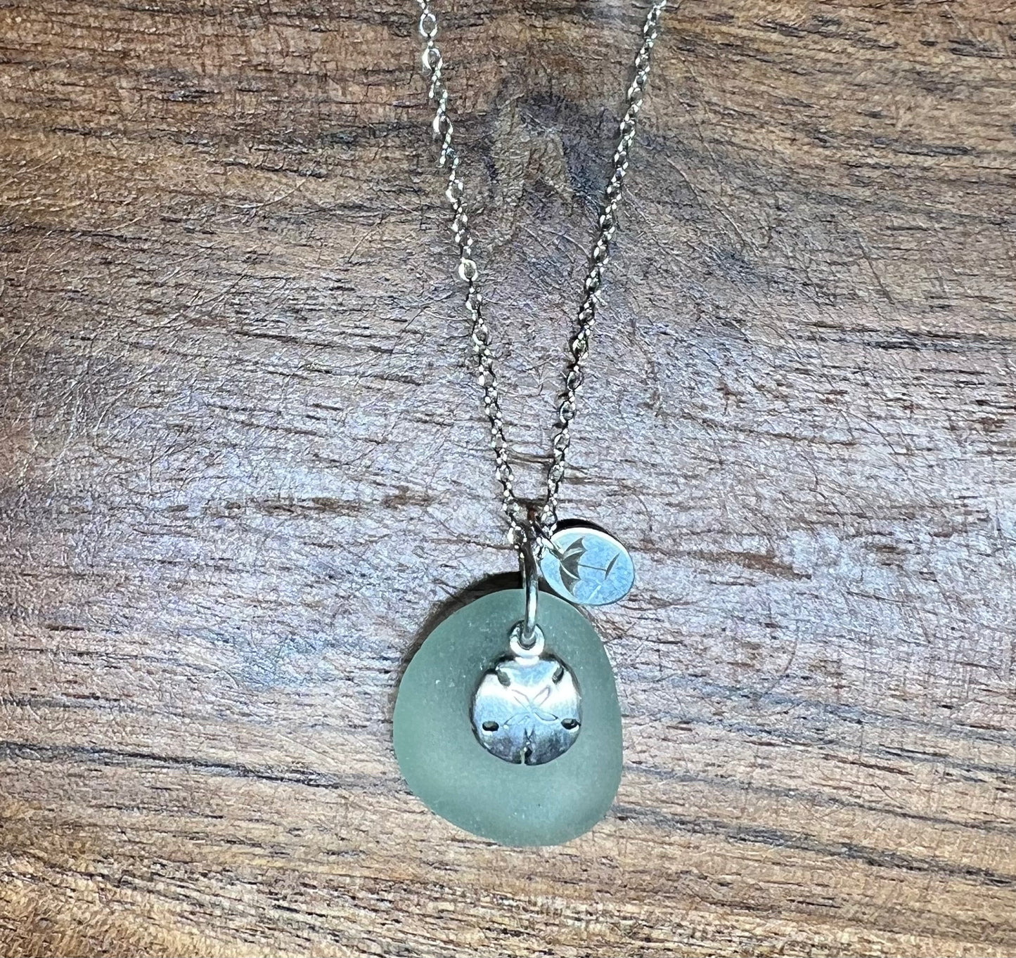 Light Seafoam Sea Glass, Seashell Necklace