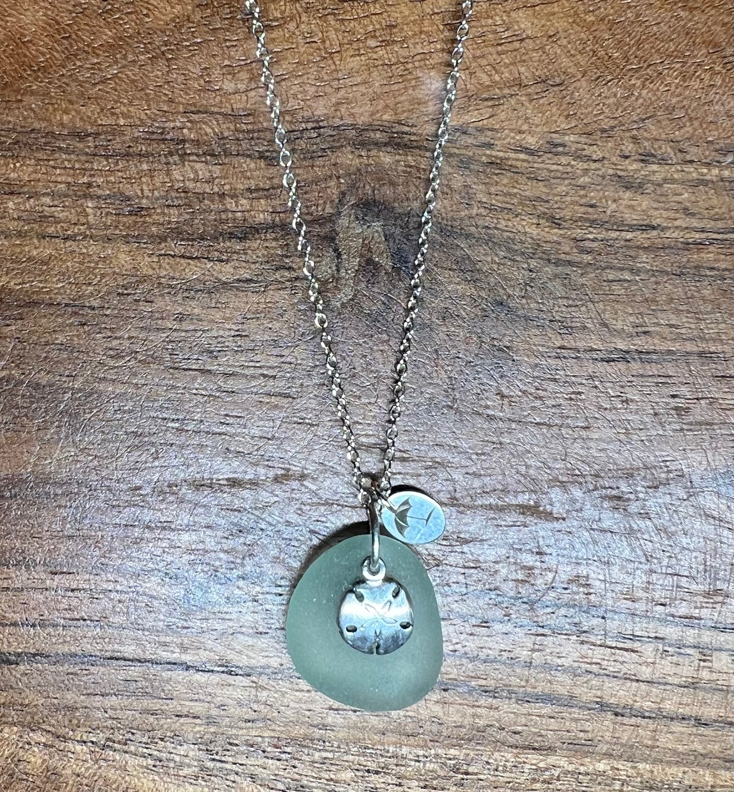 Light Seafoam Sea Glass, Seashell Necklace