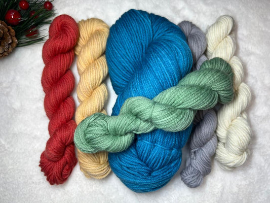 Vintage Blue - (mini bundle) 100% Merino Lambswool/ Worsted Weight Base